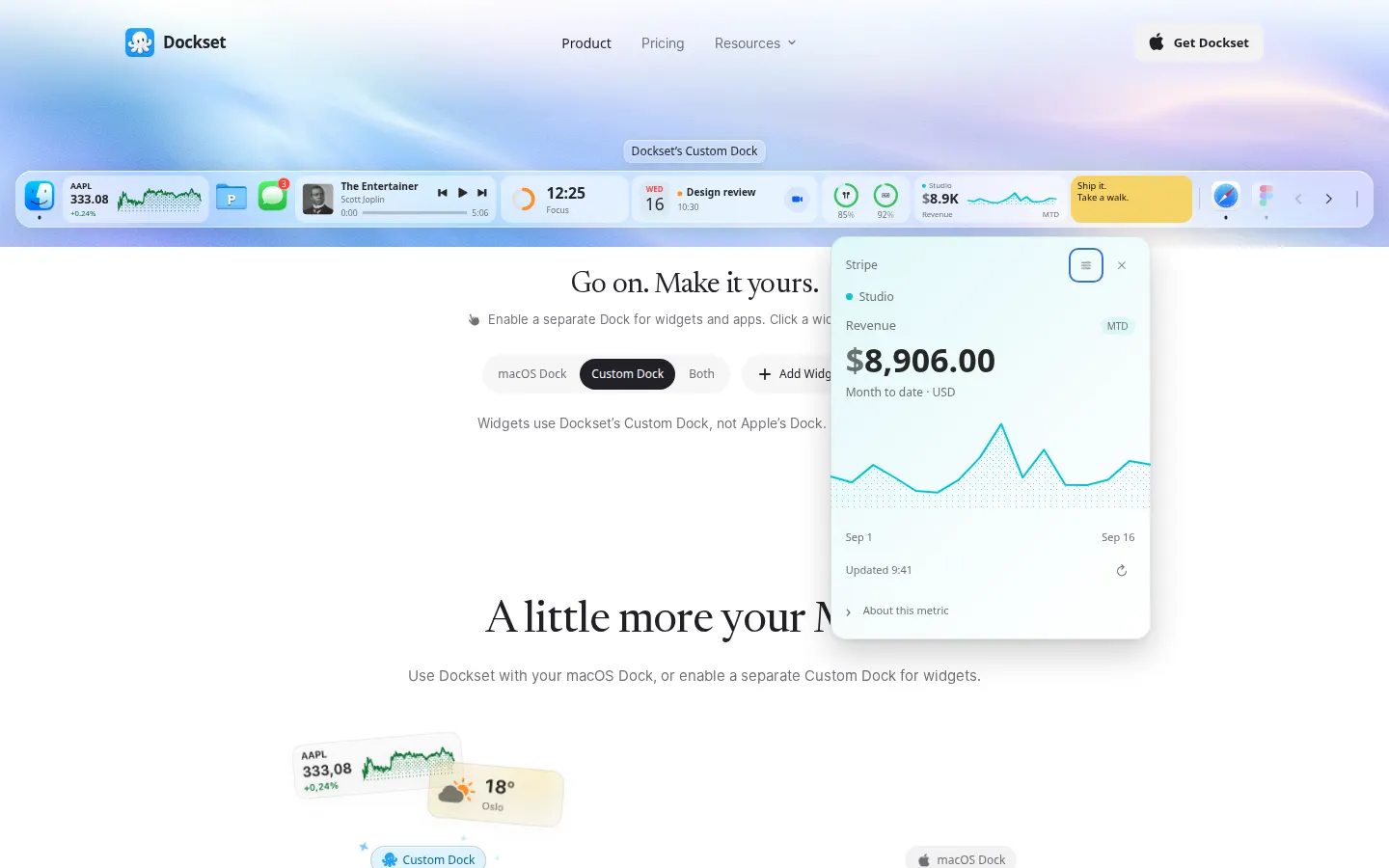 Interactive Custom Dock demo