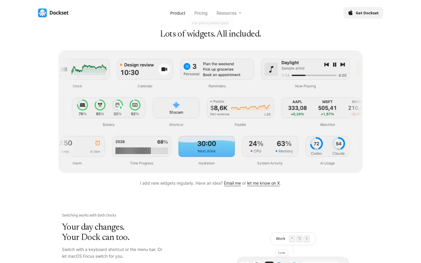 Included widgets gallery
