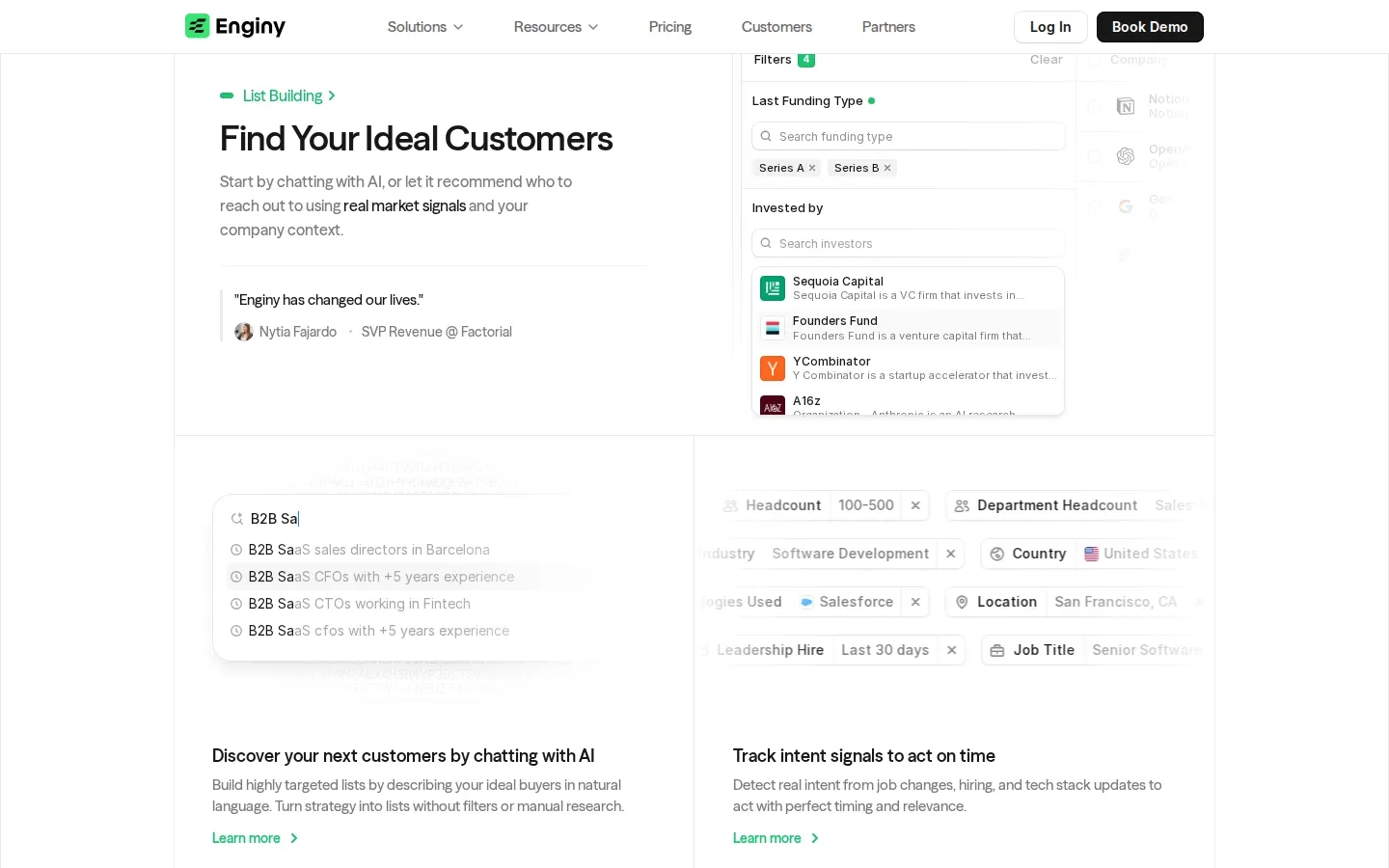 List-building feature grid