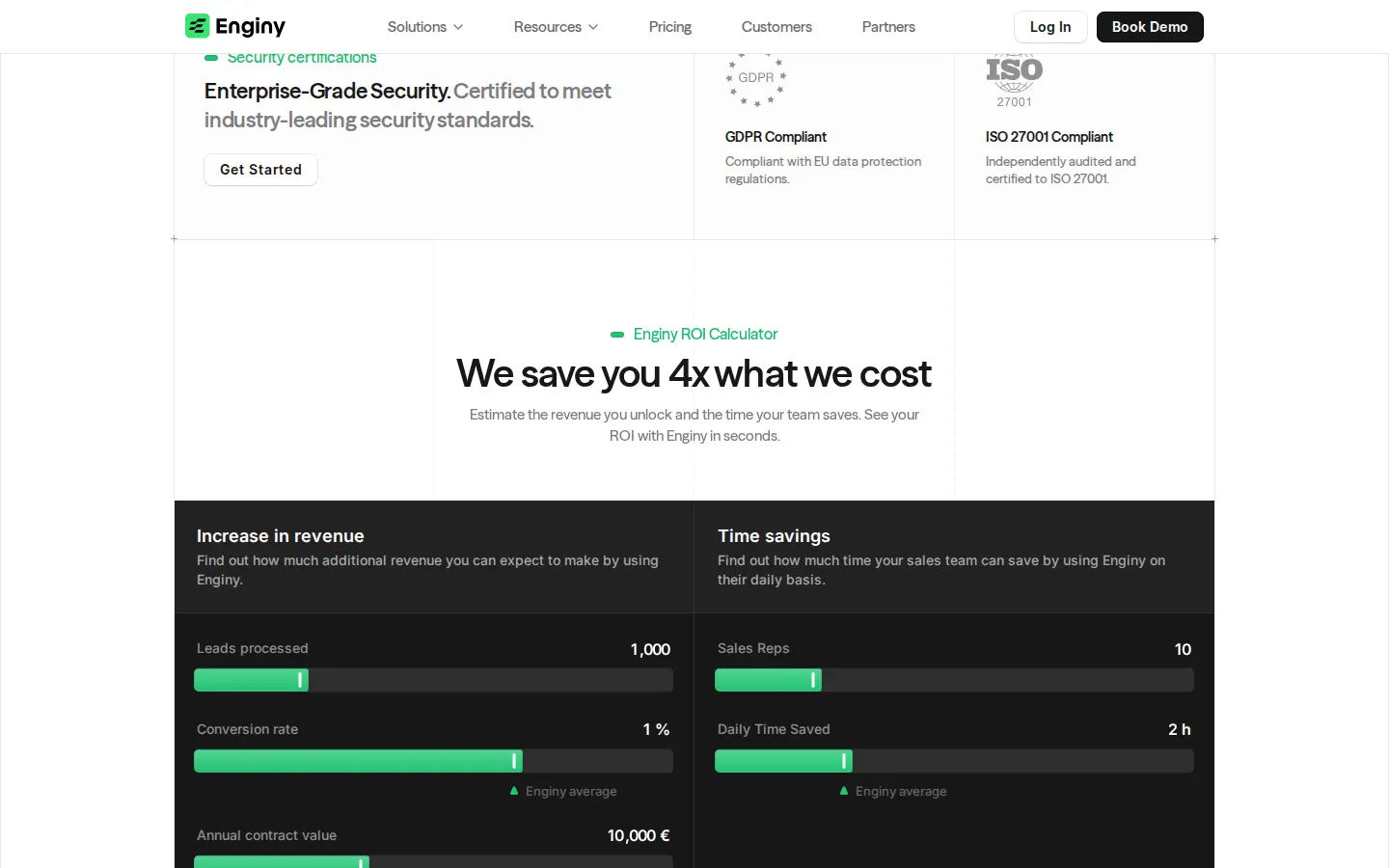 Security badges and ROI calculator