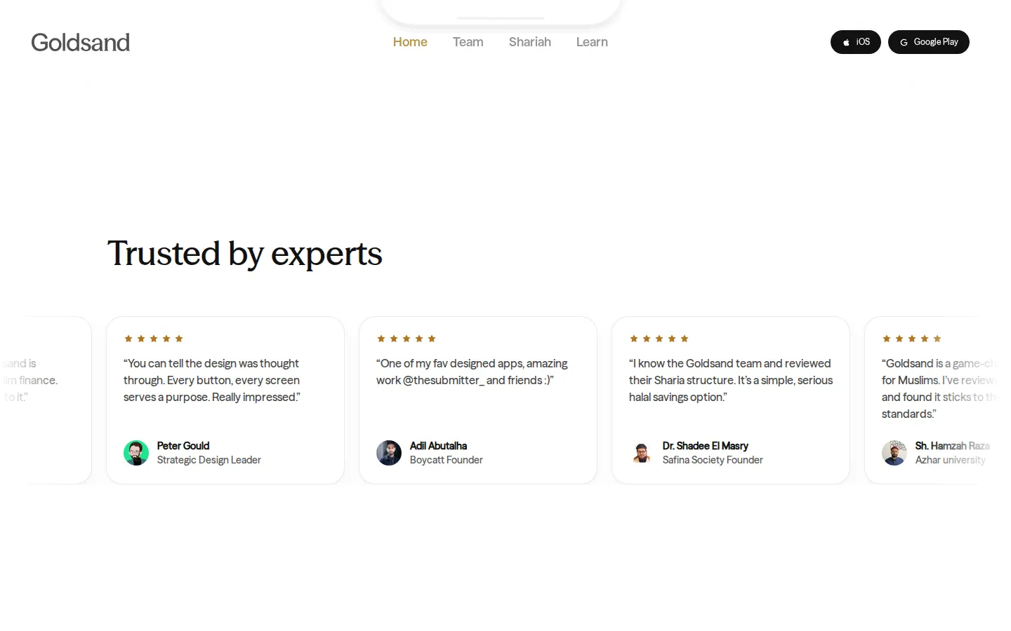 Expert testimonial cards