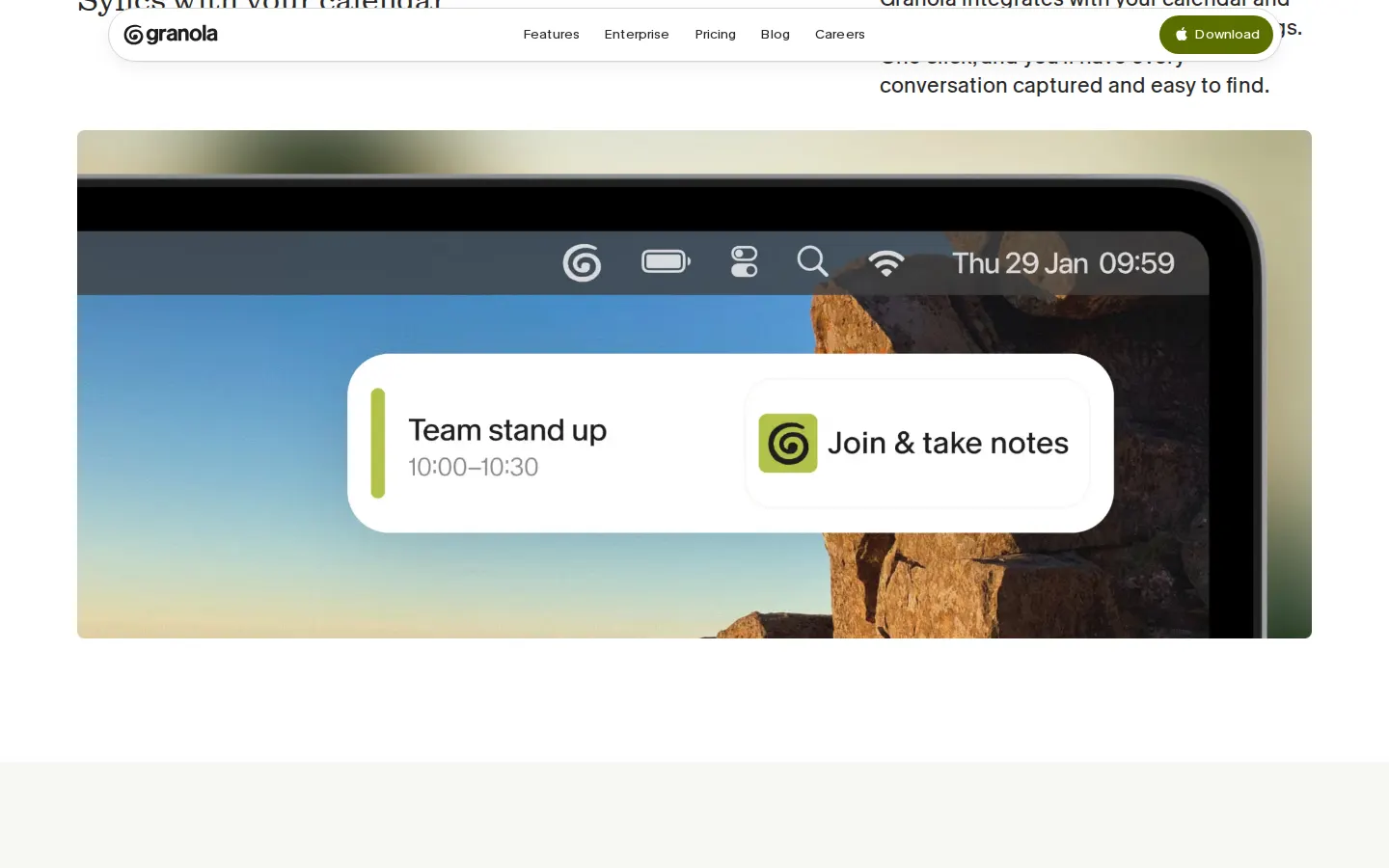 Calendar sync widget