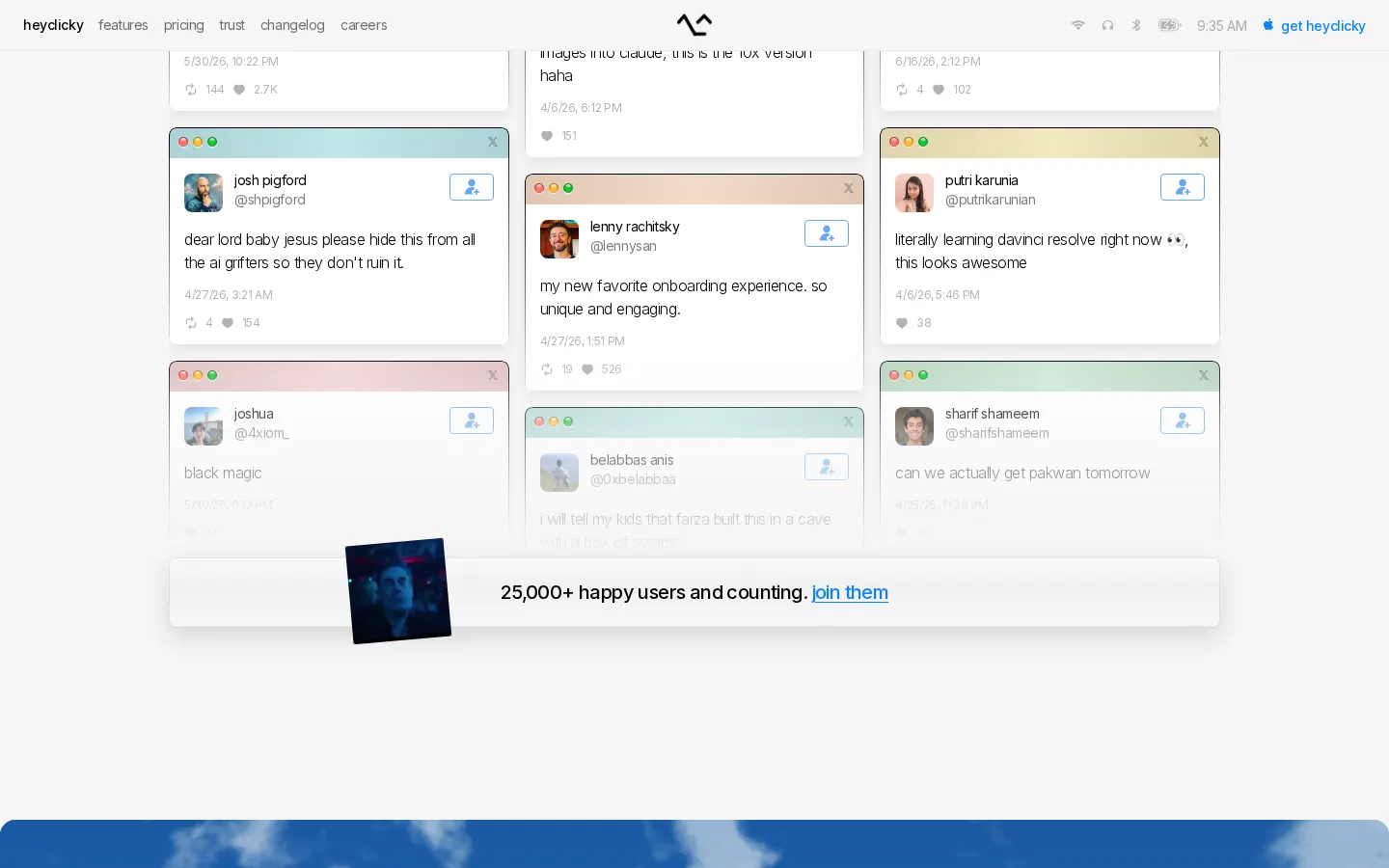 Tweet testimonial grid