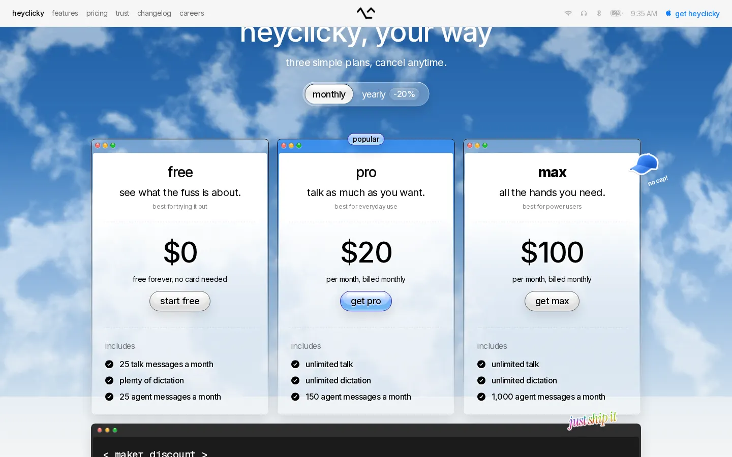 Glassmorphism pricing